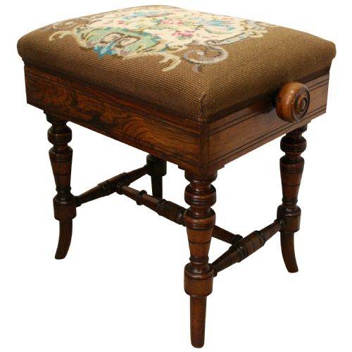 Late Victorian Adjustable Rosewood Piano Stool