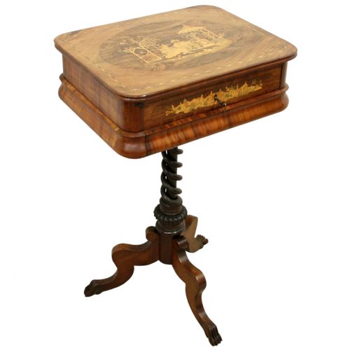 French Walnut and Marquetry Work Table