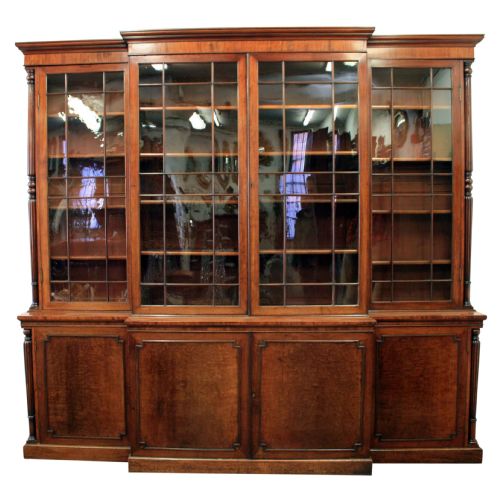 Scottish George IV Mahogany 4 Door Cabinet Bookcase