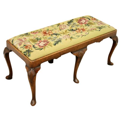 Queen Anne Style Walnut Duet Stool