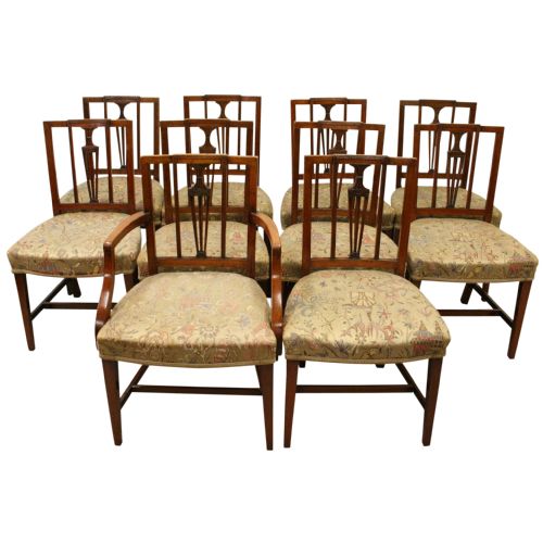 Set of 10 George III Mahogany Dining Chairs