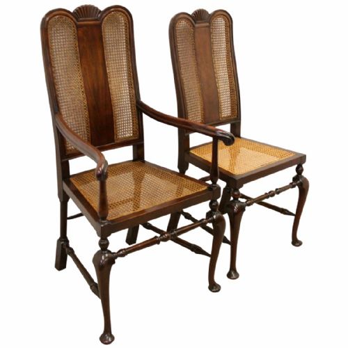 Set of 6 Queen Anne Style Bergere Chairs