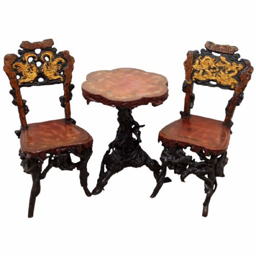 Japanese Occasional Table and Pair of Chairs