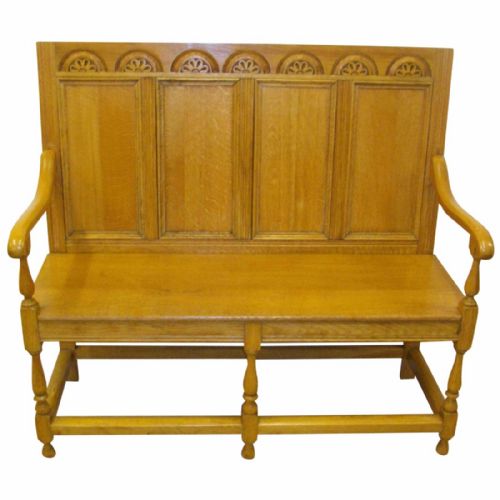 Jacobean Style Golden Oak Monk's Bench
