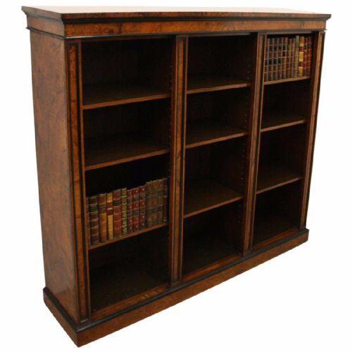 Early Victorian Burr Walnut Open Bookcase