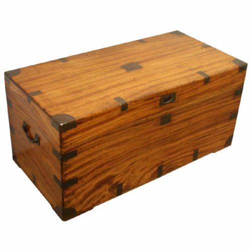 Mid Victorian Camphor Wood Campaign Trunk