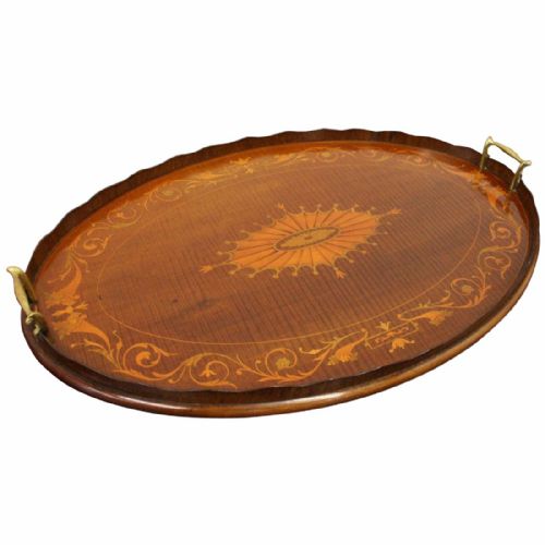 Sheraton Style Oval Mahogany Tray