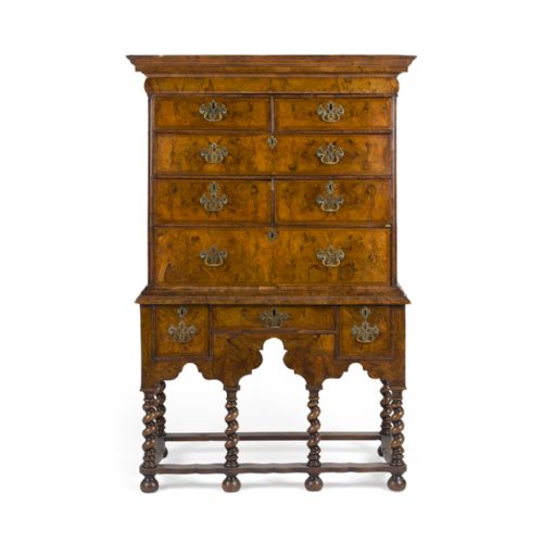George II Burr Walnut Chest on Stand