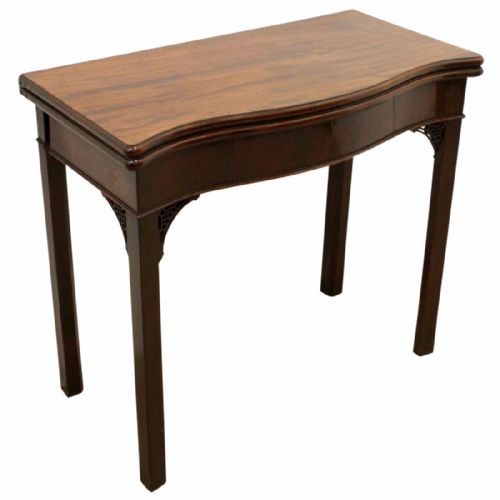 George III Mahogany Serpentine Fold Over Card Table