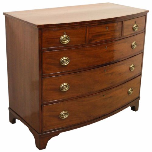 George III Inlaid Mahogany Bow Front Chest of Drawers