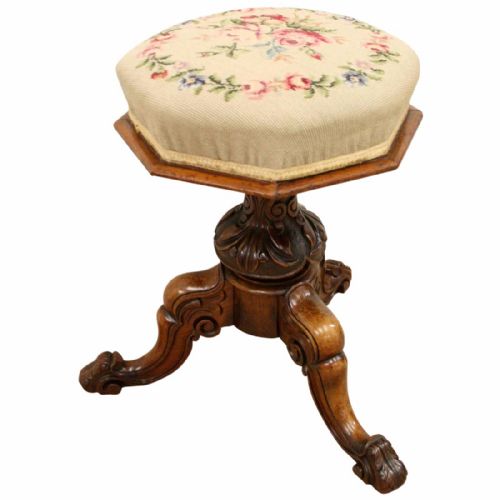 Victorian Walnut Piano Stool