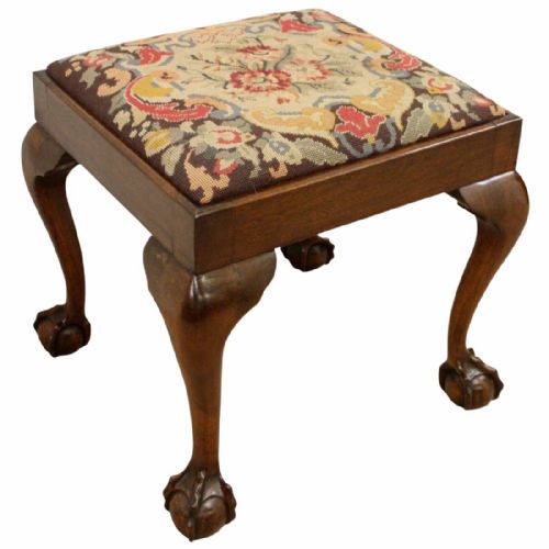 George II Style Mahogany Ball and Claw Stool