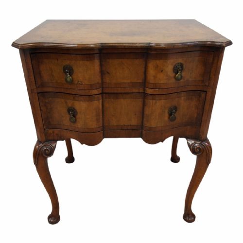 Georgian Style Cross Banded Burr Walnut Serpentine Chest