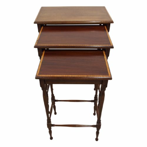 Sheraton Style Mahogany Nest of 3 Tables