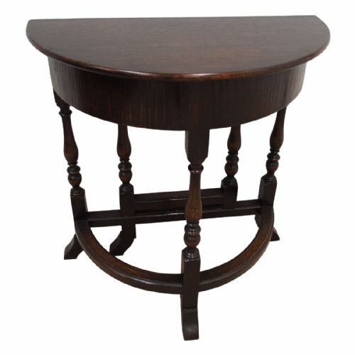 Jacobean Style Oak Demi Lune Table
