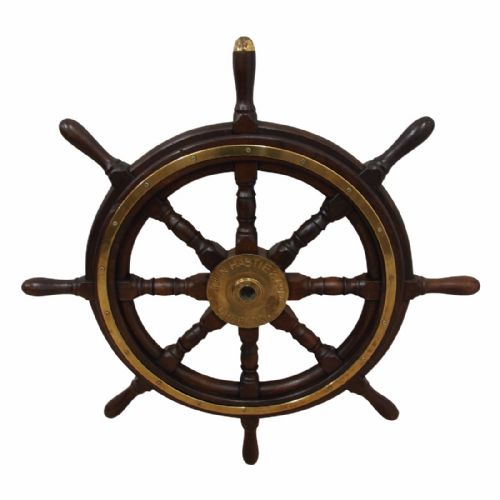 Mahogany and Brass Ships Wheel