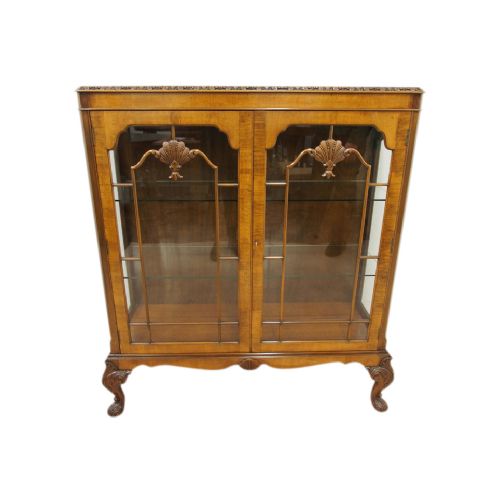 Georgian Style Burr Walnut China Cabinet