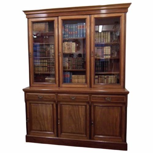 Victorian Mahogany 3 Door Library Bookcase