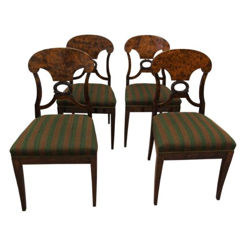 Set of 4 Biedermeier Style Birch Chairs