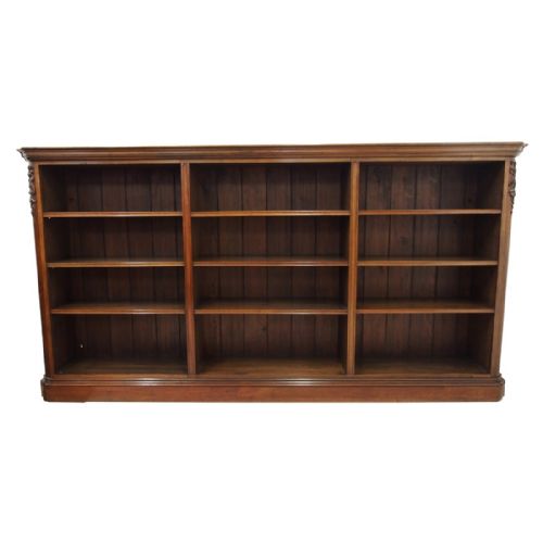 Large Victorian Mahogany Open Bookcase
