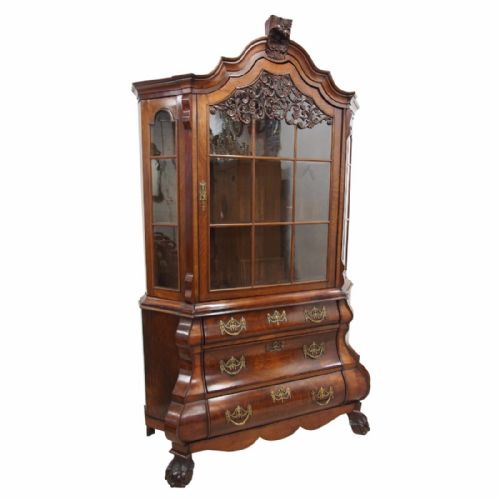 Dutch Figured Walnut Bombe-front Bookcase