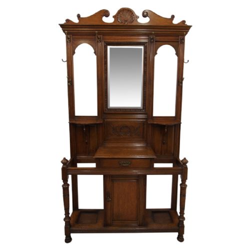 Carved Oak Victorian Hall Stand