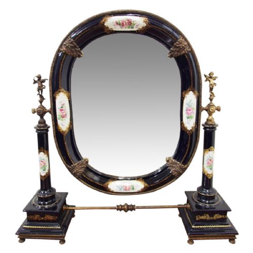 Italian Painted Porcelain Table Top Mirror