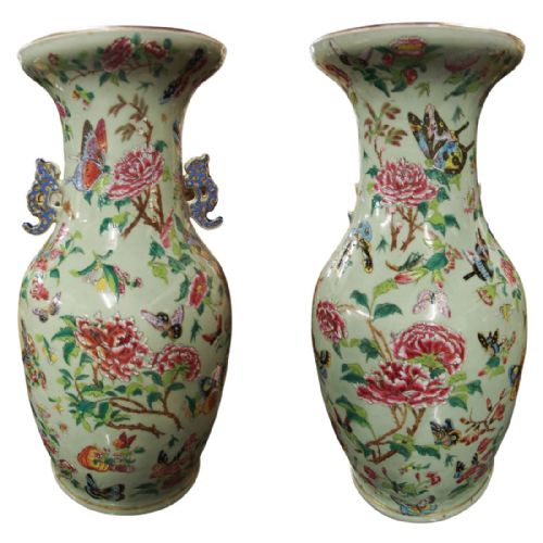 Pair of Family Rose Porcelain Vases