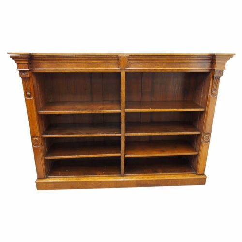 Double Fronted Oak Open Bookcase