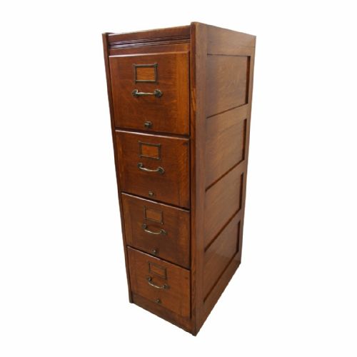 Oak 4 Drawer Filing Cabinet