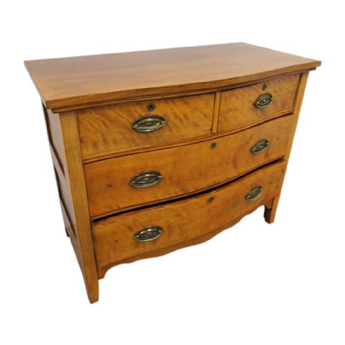 Satin Birch Serpentine Chest of Drawers