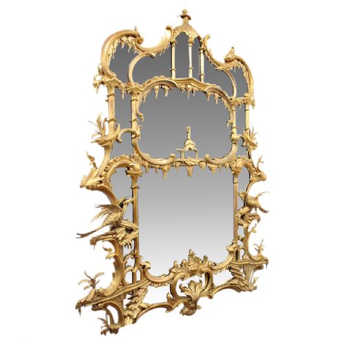 Victorian Chippendale Style Gilt Overmantel Mirror