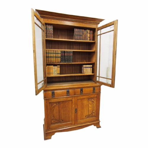 Art Nouveau Oak Cabinet Bookcase