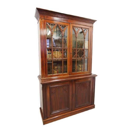 Gothic Style Mahogany Cabinet Bookcase