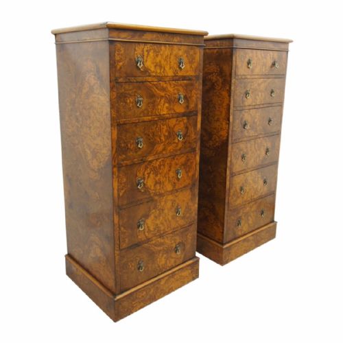 Pair of Victorian Burr Walnut Chest of Drawers