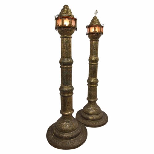 
Large Pair of Brass Floor Standing Lamps
