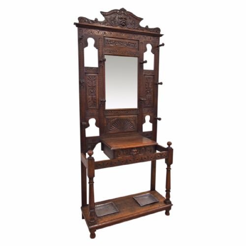 Jacobean Revival Oak Hall Stand