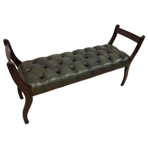 William IV Mahogany Bench in Green Leather