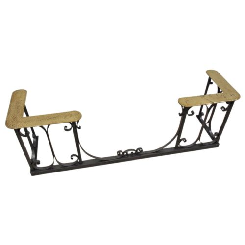 Edwardian Wrought Iron and Brass Club Fender