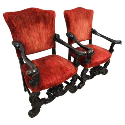 Pair of Italian Ebonised Armchairs

