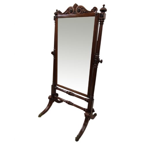 William IV Carved Mahogany Cheval Mirror