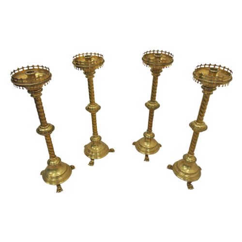 Set of 4 Large Gothic Style Candlesticks