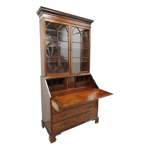 George III Mahogany Bureau Bookcase