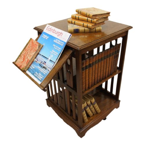 Late Victorian Art Nouveau Style Revolving Bookcase