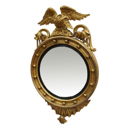 Regency Style Carved Giltwood Convex Mirror

