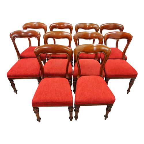 Set of 10 Victorian Mahogany Dining Chairs