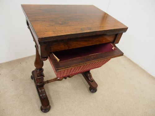 WILLIAM IV ROSEWOOD WORK AND GAMES TABLE - ADDITIONAL PHOTO 2