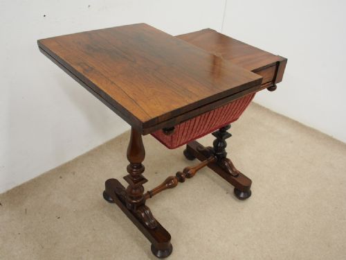 WILLIAM IV ROSEWOOD WORK AND GAMES TABLE - ADDITIONAL PHOTO 4