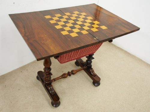 WILLIAM IV ROSEWOOD WORK AND GAMES TABLE - ADDITIONAL PHOTO 5