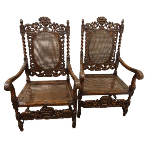 Pair of Charles II Style Walnut Chairs